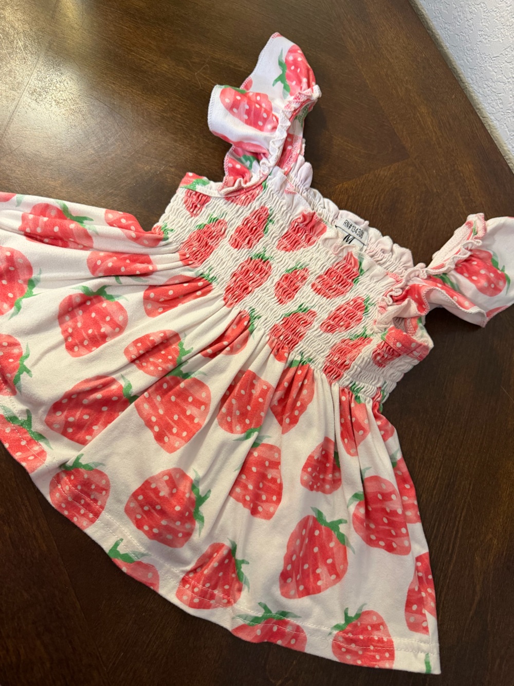 Girls' Strawberry Print Smocked Top - Pink